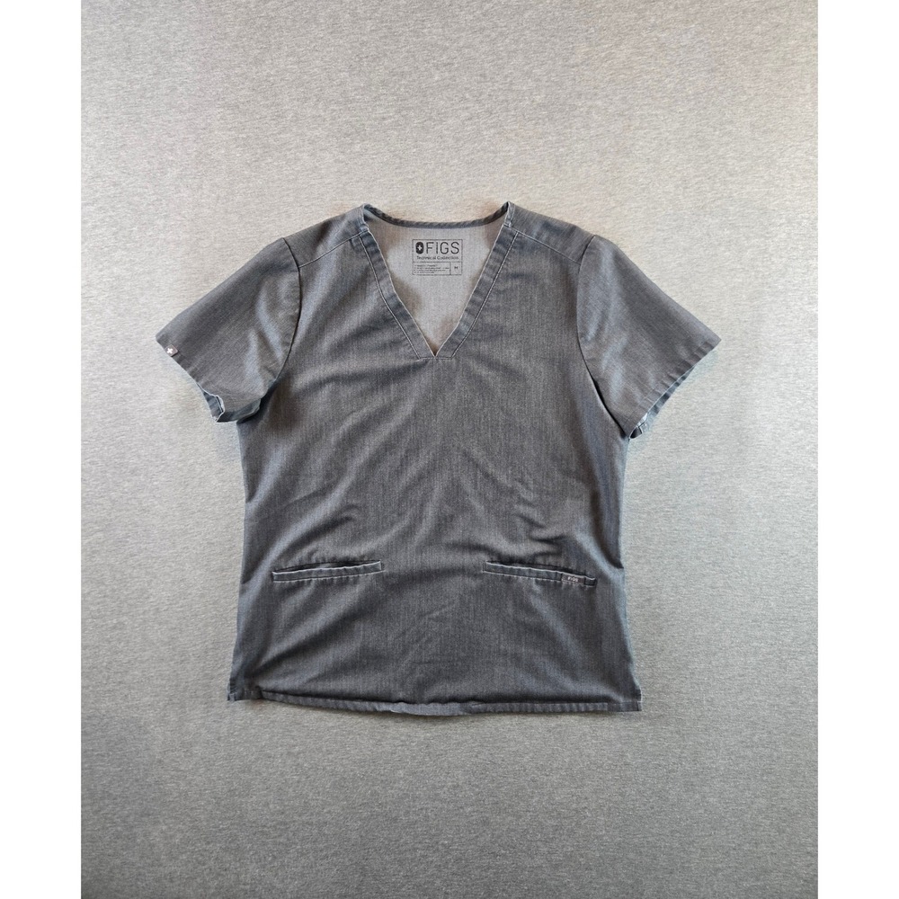FIGS Casma Three-Pocket Scrub Top Womens M Heathered Gray Nurse Medical‎  FW1100